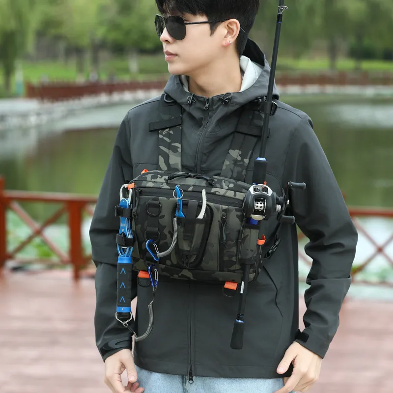 新款战术胸包多功能越野跑步包便携徒步骑行背包马甲包路亚钓鱼包