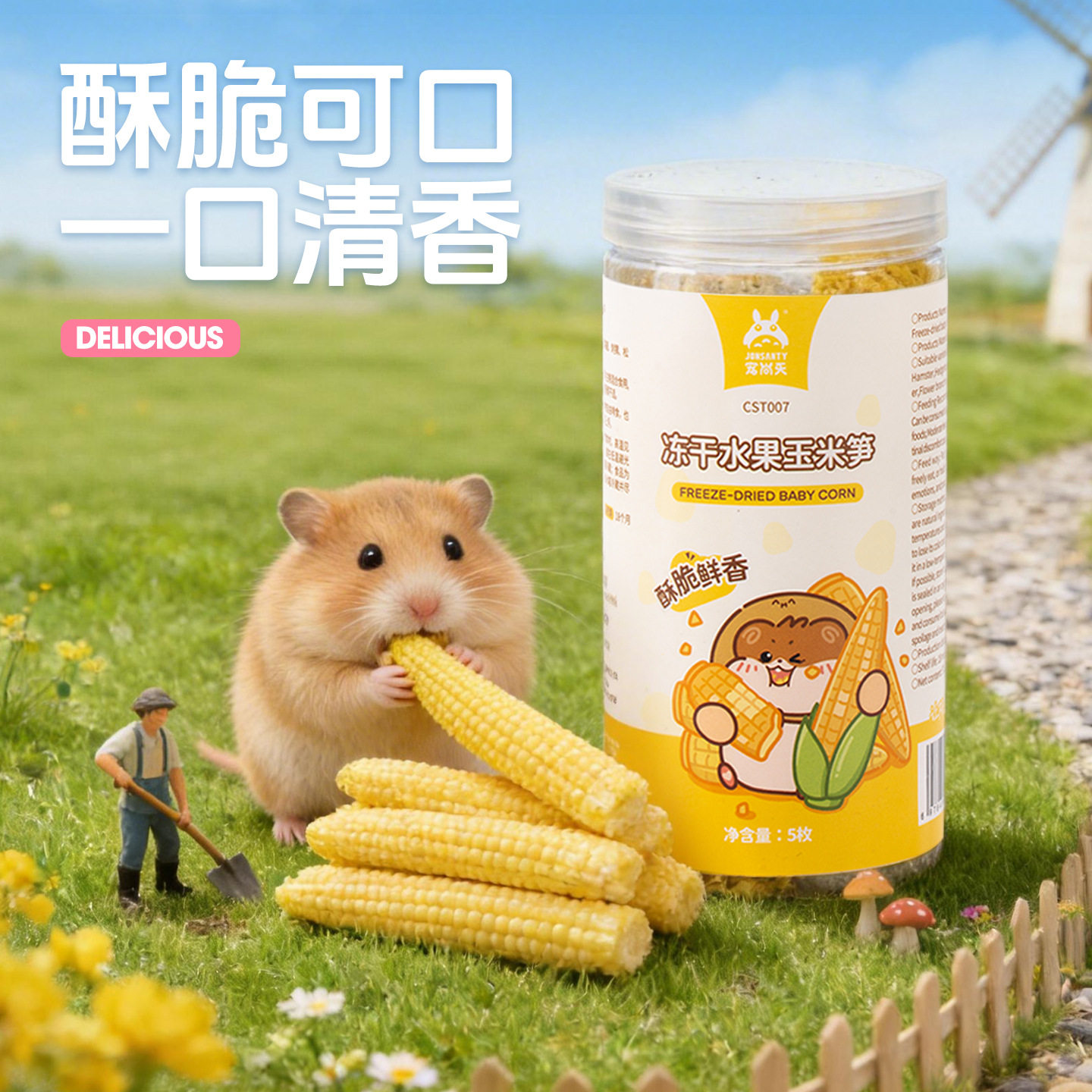 宠尚天冻干磨牙玉米笋仓鼠零食