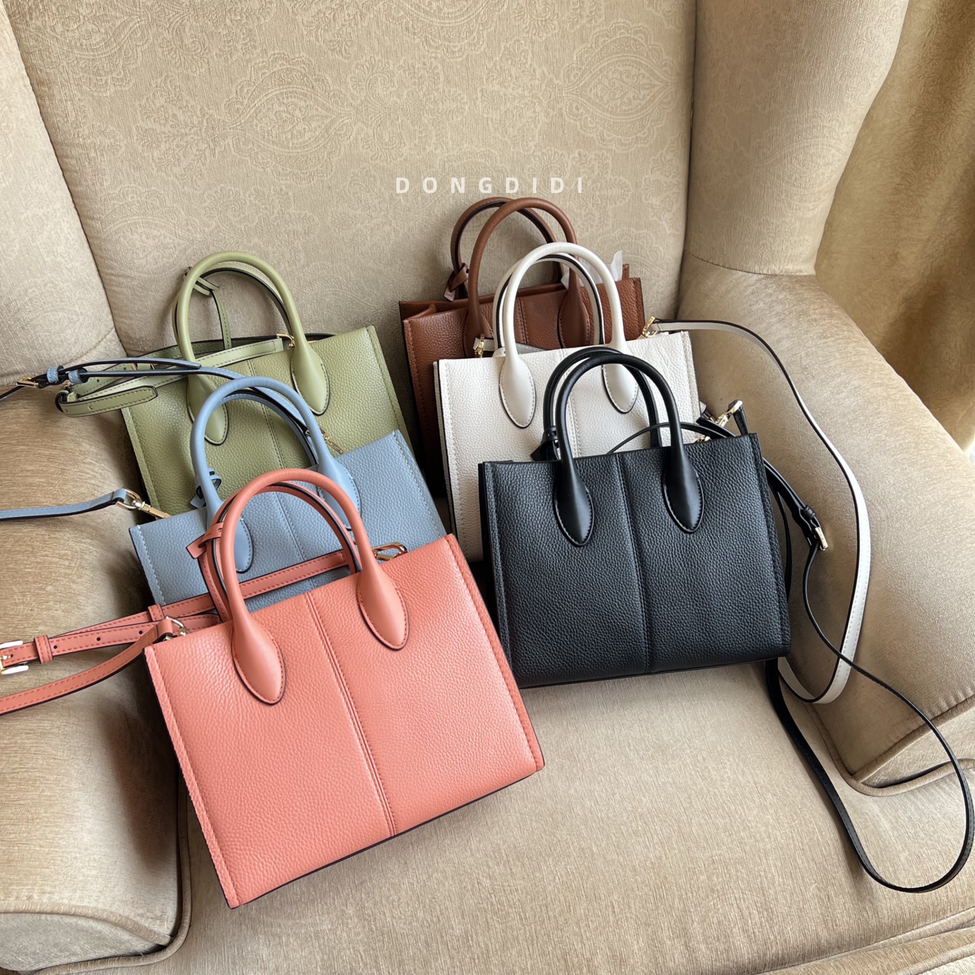 012 新款果糖色小清新 牛油果绿托特包 纯原外贸尾货包包牛皮女包