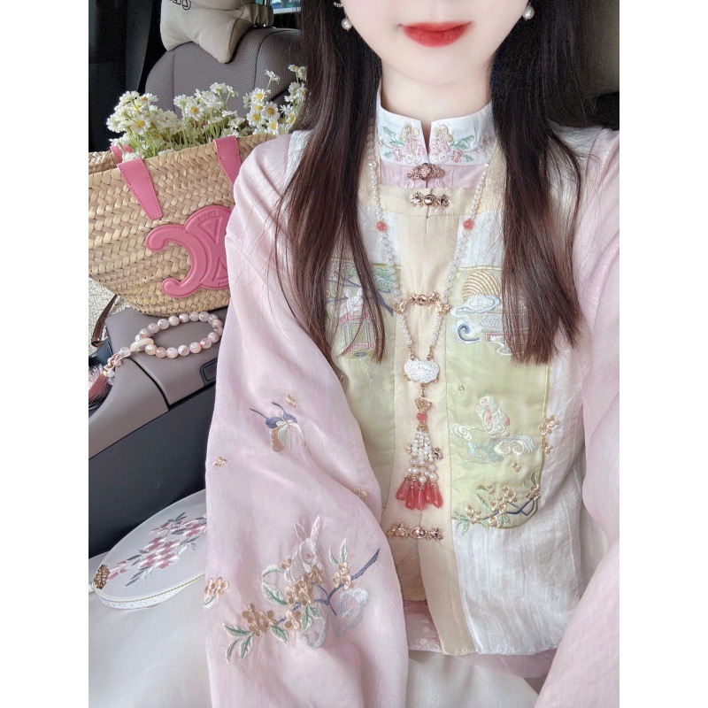 新中式女装国风套装汉服长袖衬衫上衣外套女秋装2024新款汉服