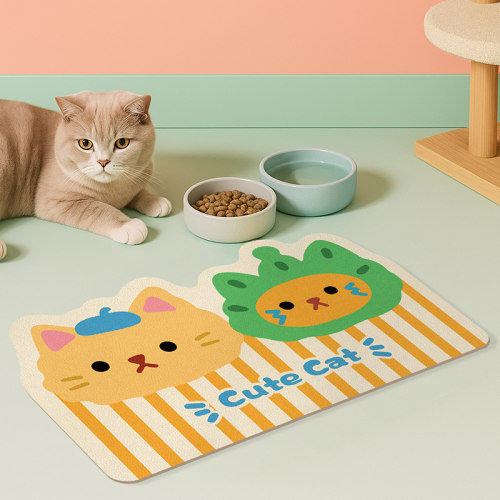 可爱多巴胺家用宠物餐垫吸水防滑不粘毛皮革猫碗垫狗碗垫