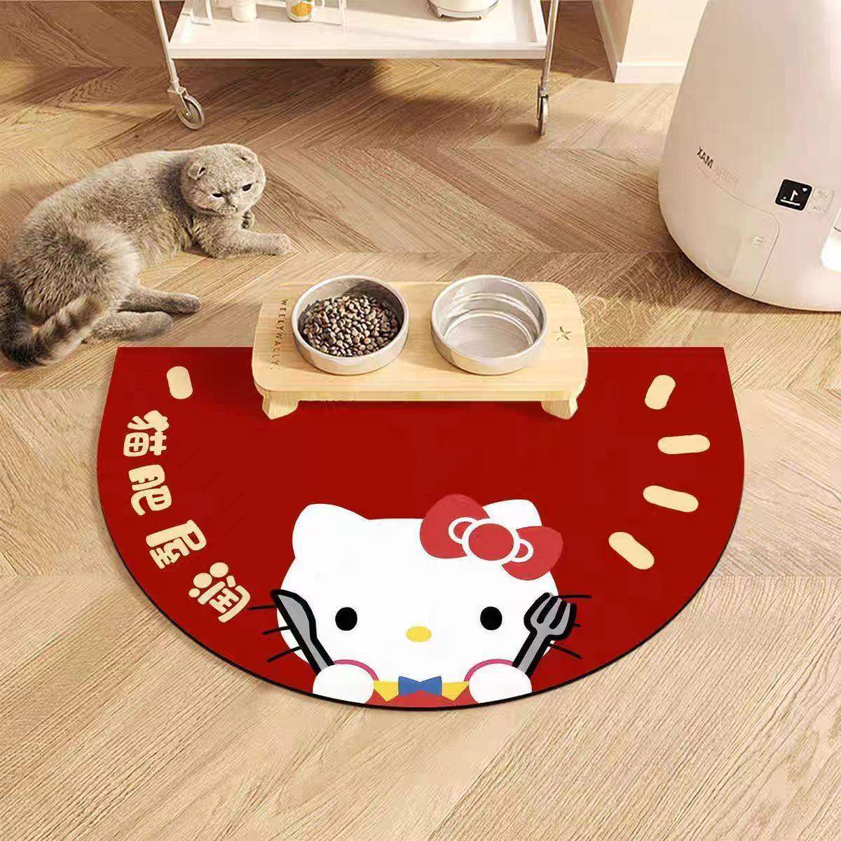 HelloKitty可爱餐垫猫狗地垫吸水硅藻泥宠物餐垫吃饭防油卡通垫子