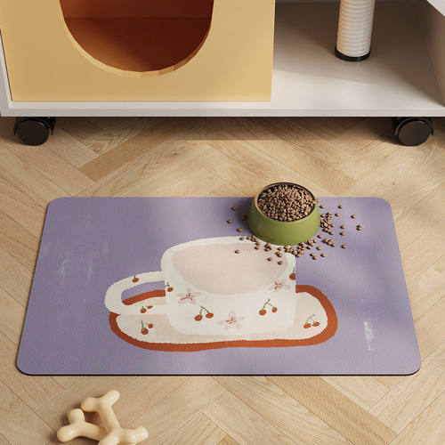 卡通杯子猫狗通用宠物餐垫吸水防滑防溅地垫狗狗猫咪吃饭垫子用品