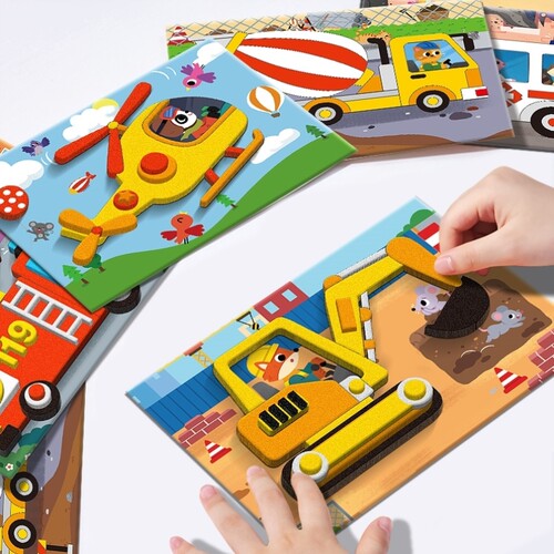 儿童工程车3d立体贴画幼儿园男孩手工diy材料包粘贴纸益智玩具