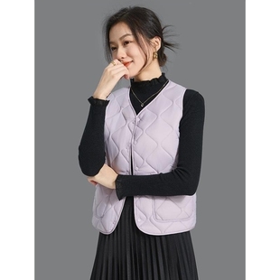 百搭内胆 V领坎肩修身 2025新款 秋冬羽绒棉马甲女轻薄内穿马夹短款