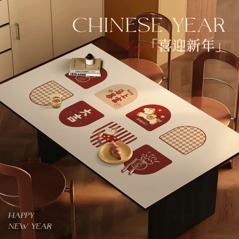 新年红色喜庆餐桌垫免洗防水防油隔热防烫客厅茶几桌布台面保护垫,居家布艺,桌布,淘宝优惠券,粉丝福利购,淘宝优惠卷
