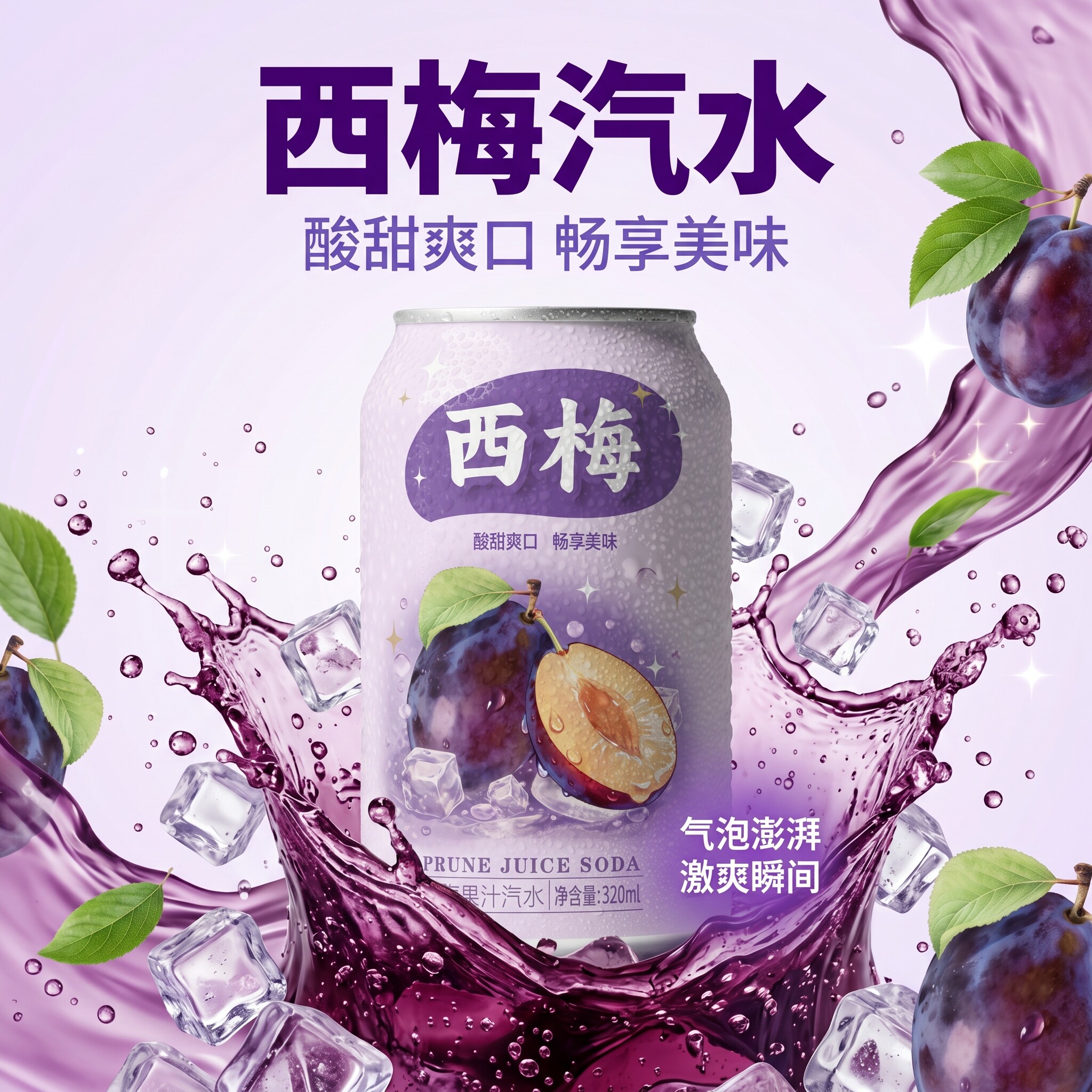 西梅果汁汽水解腻饮品元气整箱聚会限定款气泡水饮料