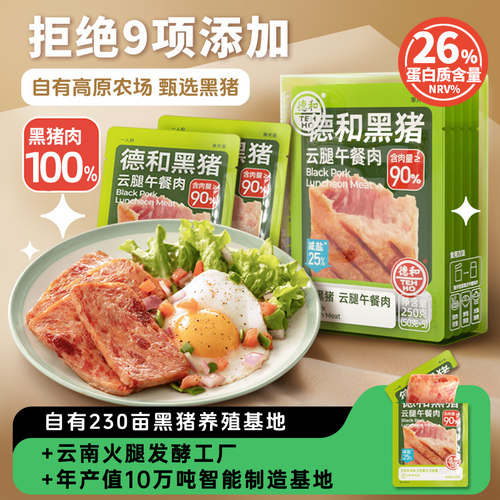 德和黑猪午餐肉250g独立包装单袋