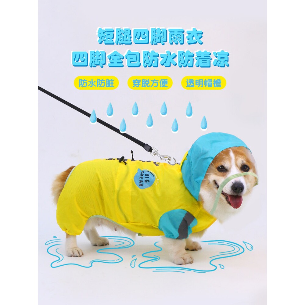 狗狗雨衣四脚全包中小型犬柯基泰迪专用下雨神器宠物防水雨天衣服