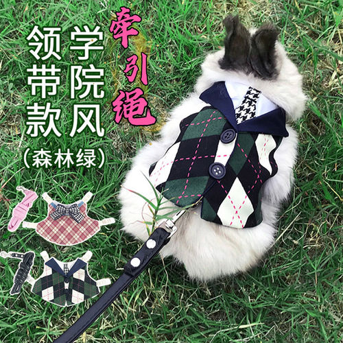 兔子衣服牵引绳防挣脱防咬学院风外出溜兔绳可调节龙猫荷兰猪衣服