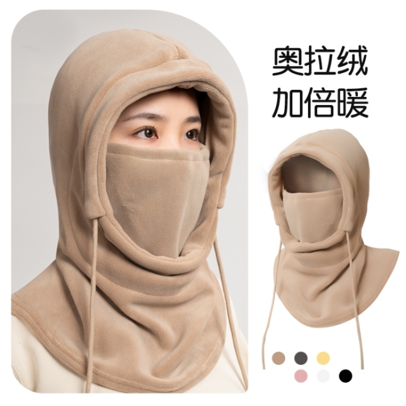 头套围脖一体骑行加绒保暖帽子女秋冬季男款套头帽电动车防风脖套