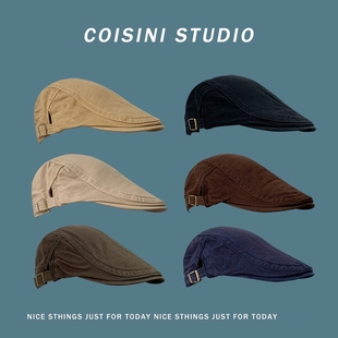 日系复古文艺前进帽男女逛街鸭舌帽春夏天贝雷帽英伦街拍画家帽子