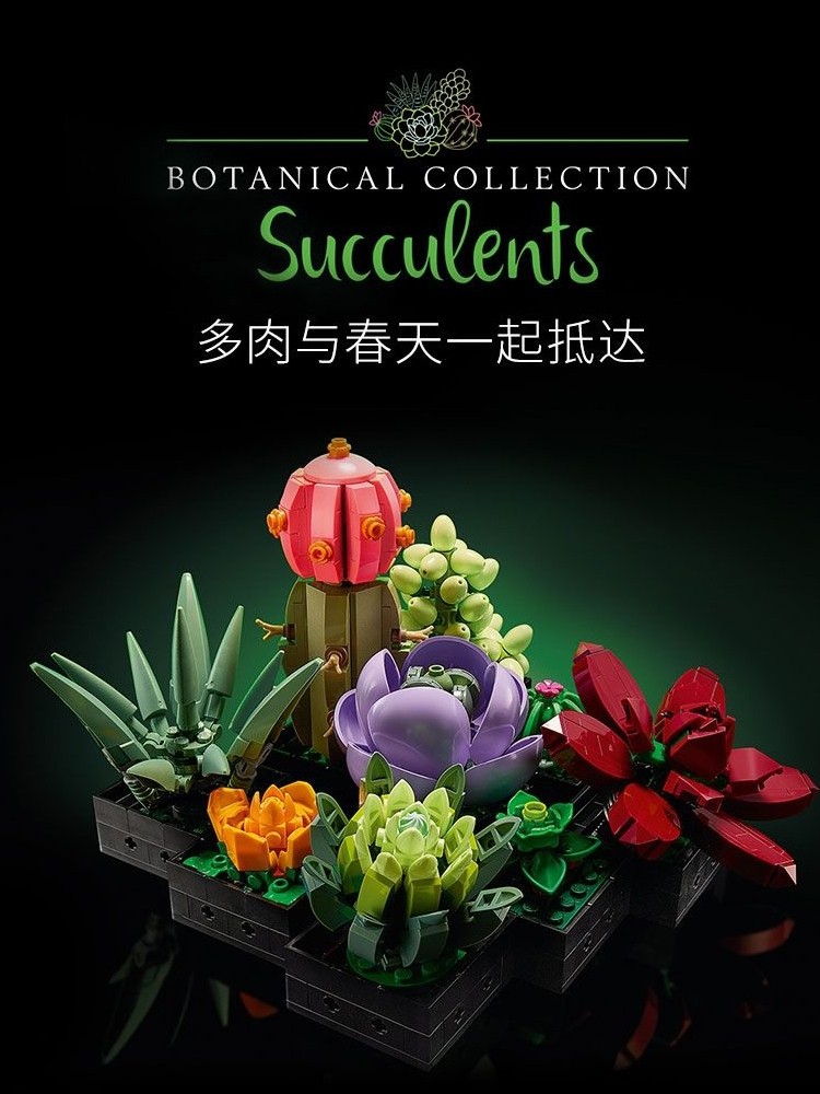 10309 다육 꽃다발 분재 어린이 교육 조립 중국어 빌딩 블록 꽃 장난감 홈 장식
