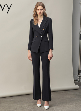 ewy黑色职业西装套装女职场正式服装气质女神范通勤正装高端西服