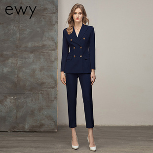 时尚藏青色职业西装套装女秋季新款经理通勤工作服气质主持人正装