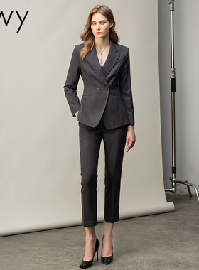 高端灰色职业西装套裤女秋冬新款气质女总裁商务工装名媛工作服ol