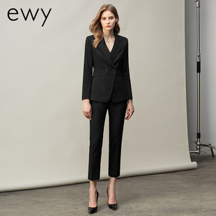 高端黑色西服职业西装套装女气质面试正装高级感售楼部商务工作服