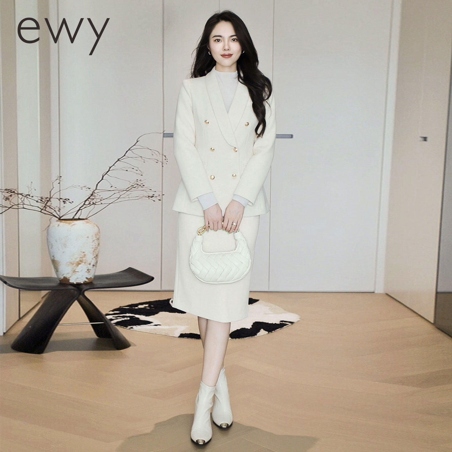 ewy面试主持人优雅风双排扣西装套装女职业装通勤显瘦杏色两件套,女装/女士精品,职业女裙套装,淘宝优惠券,粉丝福利购,淘宝优惠卷