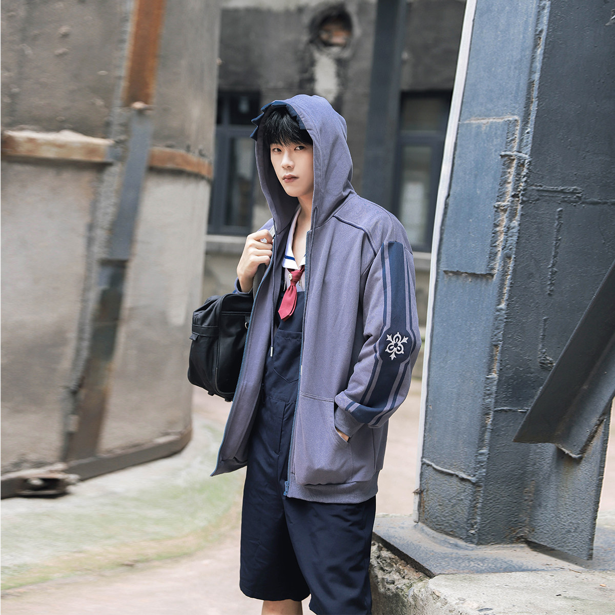 长濑高校e07 狼牙连帽拉链卫衣 二次元动漫青春少年活力 宽松秋季