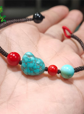 DIY藏式名族风绿松石随形籽料手串手链吊坠项链佛珠红珠锁骨链