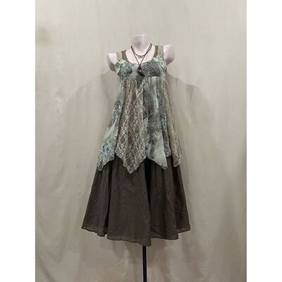 vintage古早森系背心上衣+半裙套装女夏小众中古气质高级感两件套