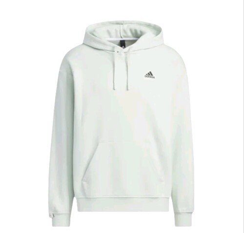 Adidas纯色Logo连帽加绒加厚卫衣 男女同款 浅绿IB2711