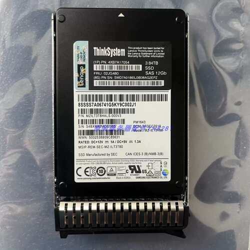 4XB7A17054 02JG480 3.84T SAS SSD 2.5寸 服务器 固态硬盘议价