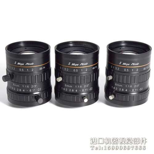 8mm 1：1.6 定焦工业镜头 500百万像素 2/3英寸5Mega Pixels议价