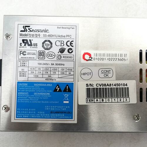 SeaSonic海韵1U 460W服务器电源 SS-460H1U Active PFC正品议价