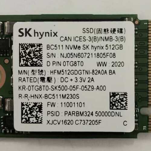 TG8T0 SKhynix BC501 512G固态硬盘 2230 NVME HFM512GDGTNG议价