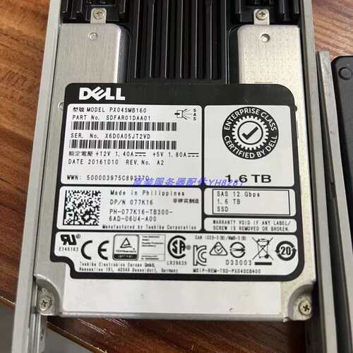 1.6T 12G SAS SSD 2.5寸 服务器固态硬盘 077K16 PX04SMB160议价