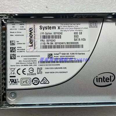 00YK242 00YK243 800G SSD SATA S3610服务器固态硬盘00YK246议价