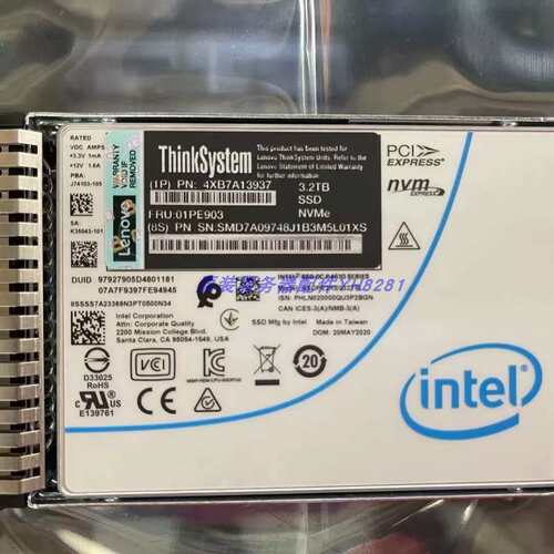 4XB7A13937 01PE903 3.2T SSD NVMe 3.2TB P4610服务器硬盘议价