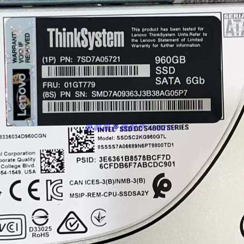 7SD7A05721 01GT779 S4600 960G SATA 2.5 SSD SR650固态硬盘议价