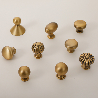 法式中古风复古黄铜拉手古铜色橱柜家具抽屉衣柜门柜子单孔小把手