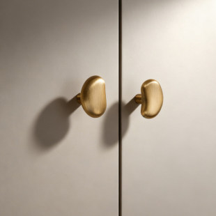 新中式鹅卵石拉手现代简约金属橱柜衣柜门抽屉高级感中古风把手