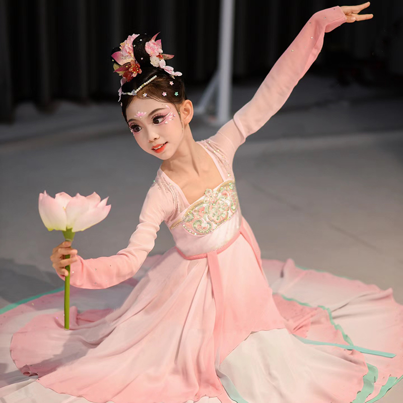 儿童舞蹈服夏古典舞演出服少儿中国舞女童艺考飘逸独舞剧目大摆裙