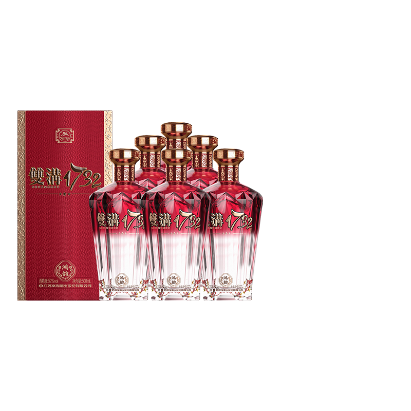 双沟1732 鸿韵52度500ml*6瓶整箱 浓香型白酒纯粮食酒婚宴用酒