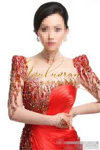 高腰演出服实拍红色水袖 舞台演出服歌唱礼服女歌唱家独唱礼服定制