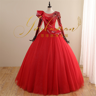 悠洛姌演出服2021新款 新娘独唱蓬蓬裙主持人艺考走秀演出礼服气质