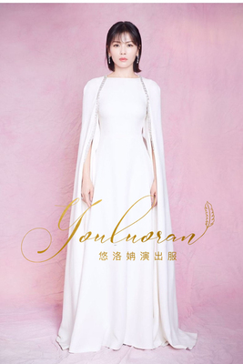 学生艺考独唱演出蓝色仙女晚礼服