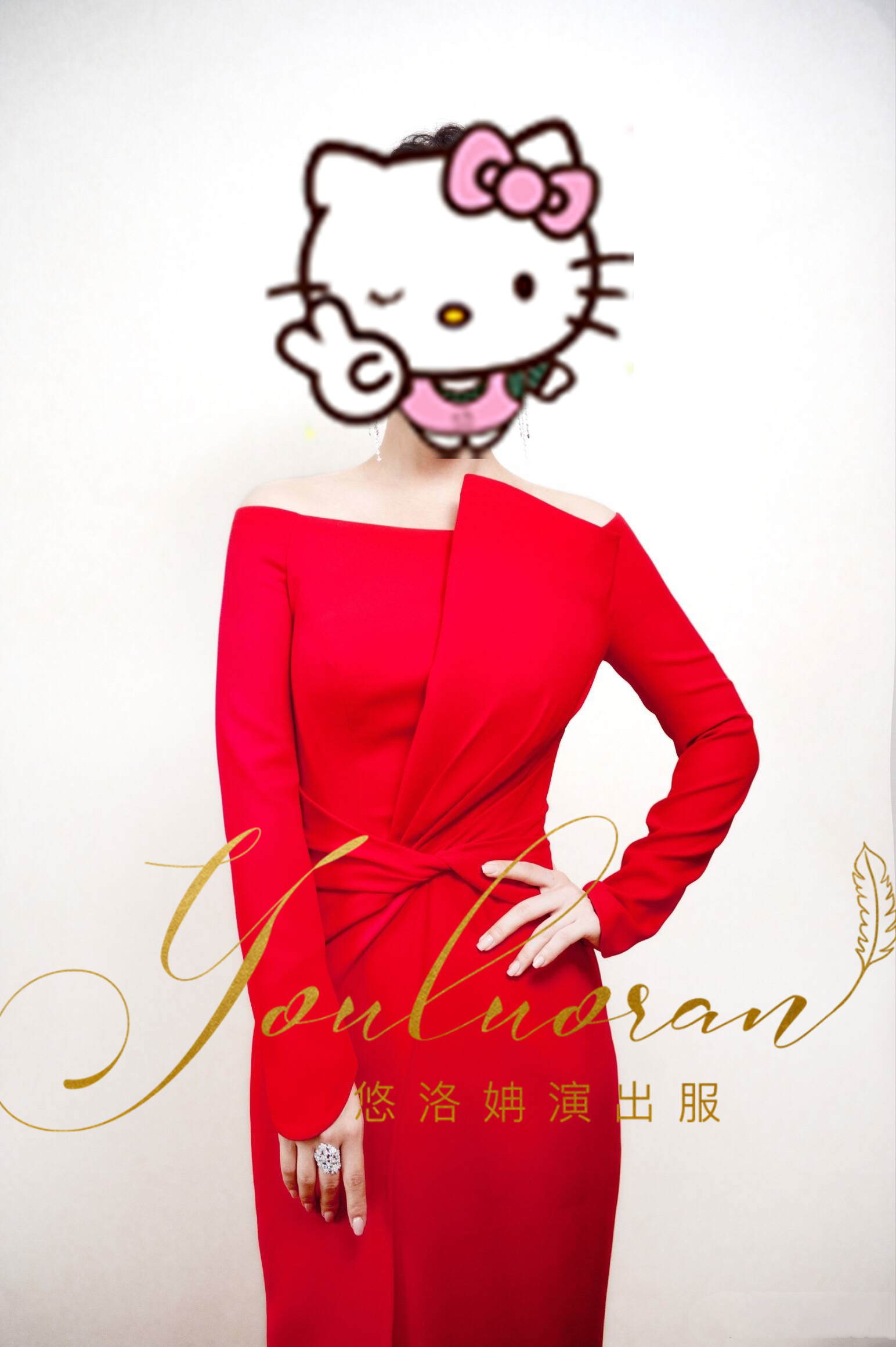 一字肩鱼尾艺考独唱民族晚礼服