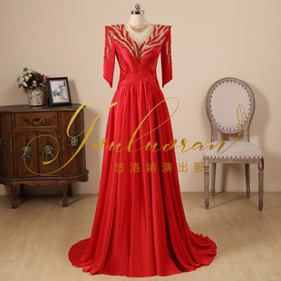 悠洛姌演出服实拍红色主持人礼服艺术考试礼服声乐系演出服独唱