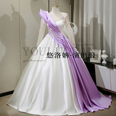 白色重工刺绣显瘦礼服