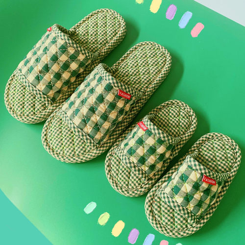 不扰民春秋布艺防滑拖鞋