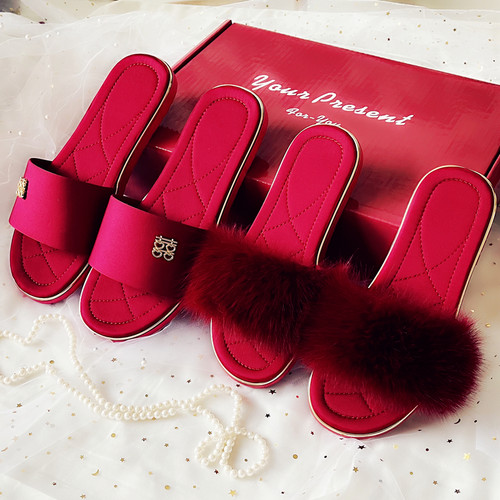 女绸缎结婚伴娘晨袍鞋舒适高档