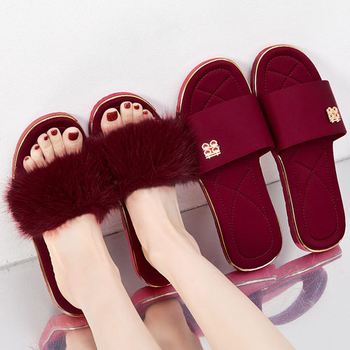 绸缎结婚伴娘搭配晨袍鞋防滑