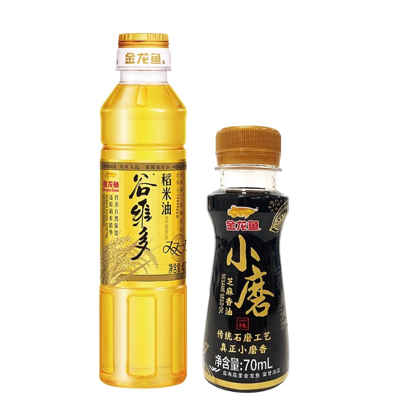 金龙鱼谷维多双一万稻米油400ml+小磨香油70ml组合装宿舍家用瓶装