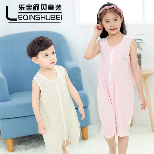 纯棉连体衣薄款无袖夏季