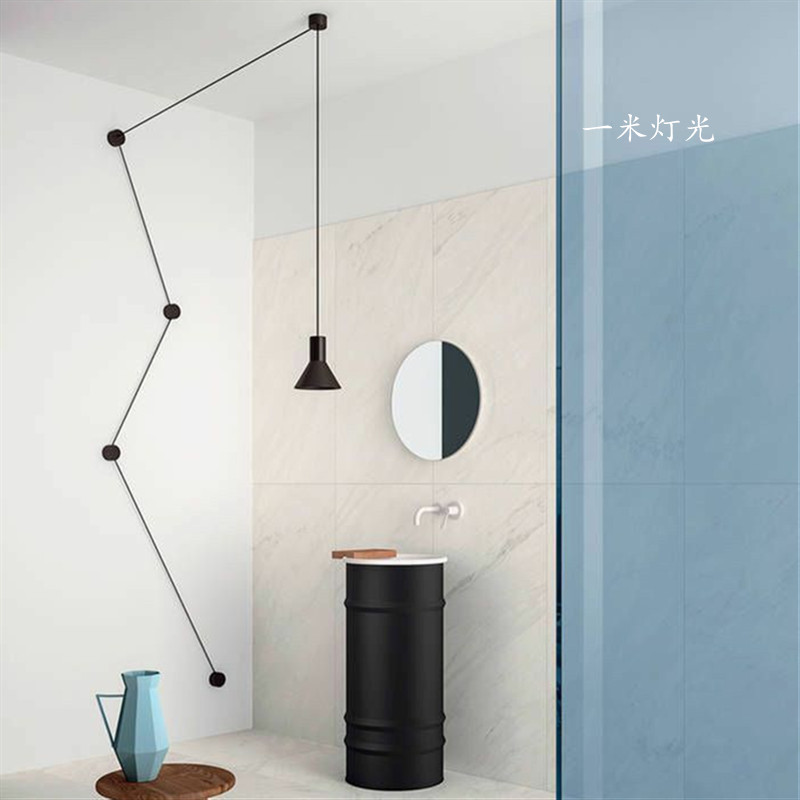 北欧风明线简约现代艺术led星座图形卧室床头餐厅打孔线条吊灯